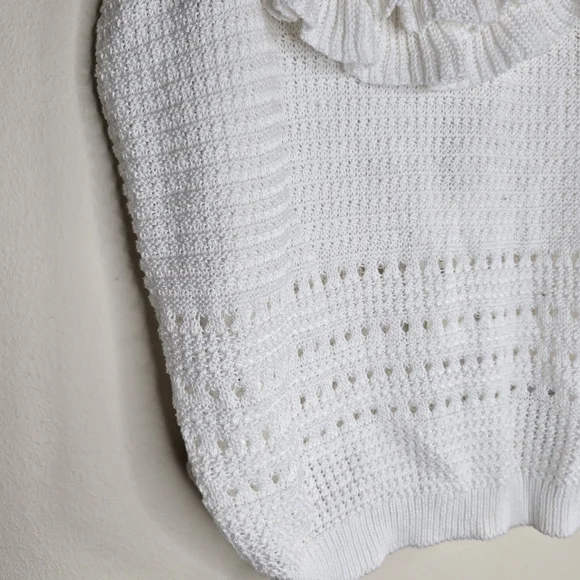 7 FOR ALL MANKIND NWT Crochet Knit Pointelle Ruffle Tank Top - Picture 3 of 10